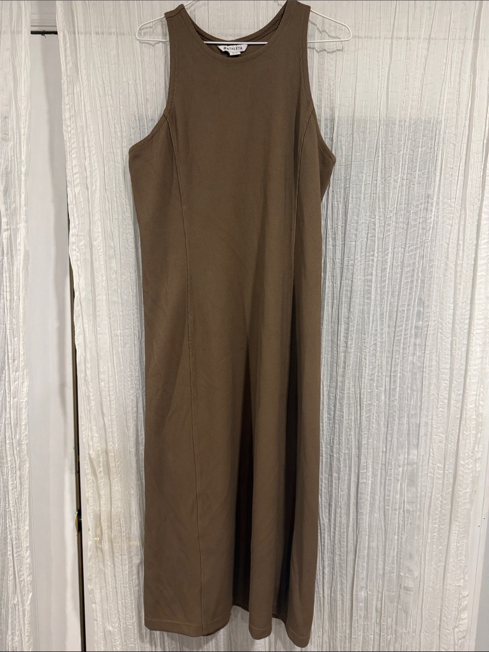 Athleta Sleeveless Brown Midi Dress - size Large Tall summer beach